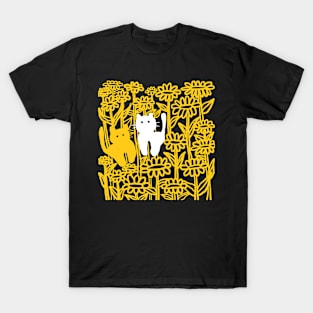 cat, sunflower fields T-Shirt